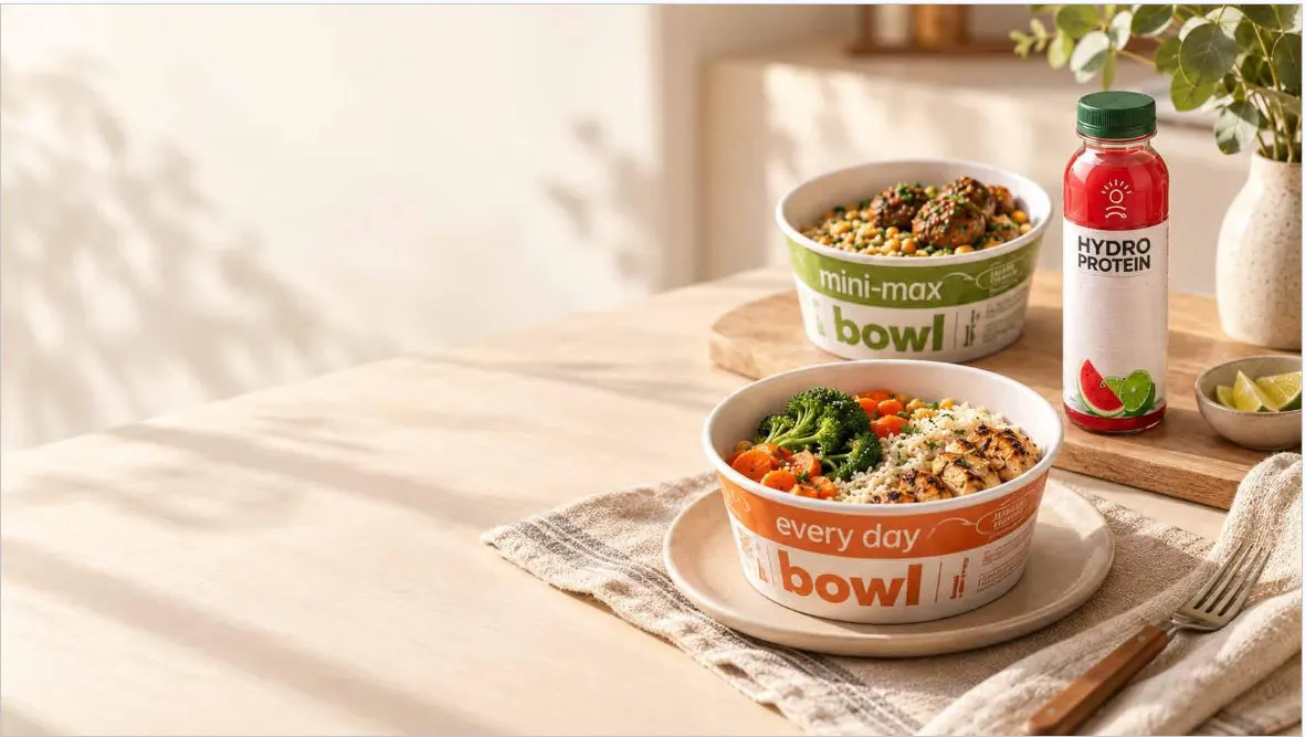 Bowls Pronto Light expostos em balcão